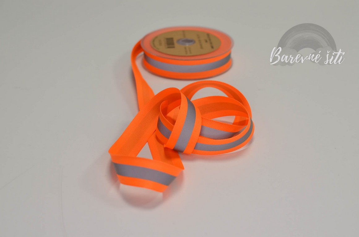 Reflexní pruh NEON ORANŽ, lampas 2,5cm (E)