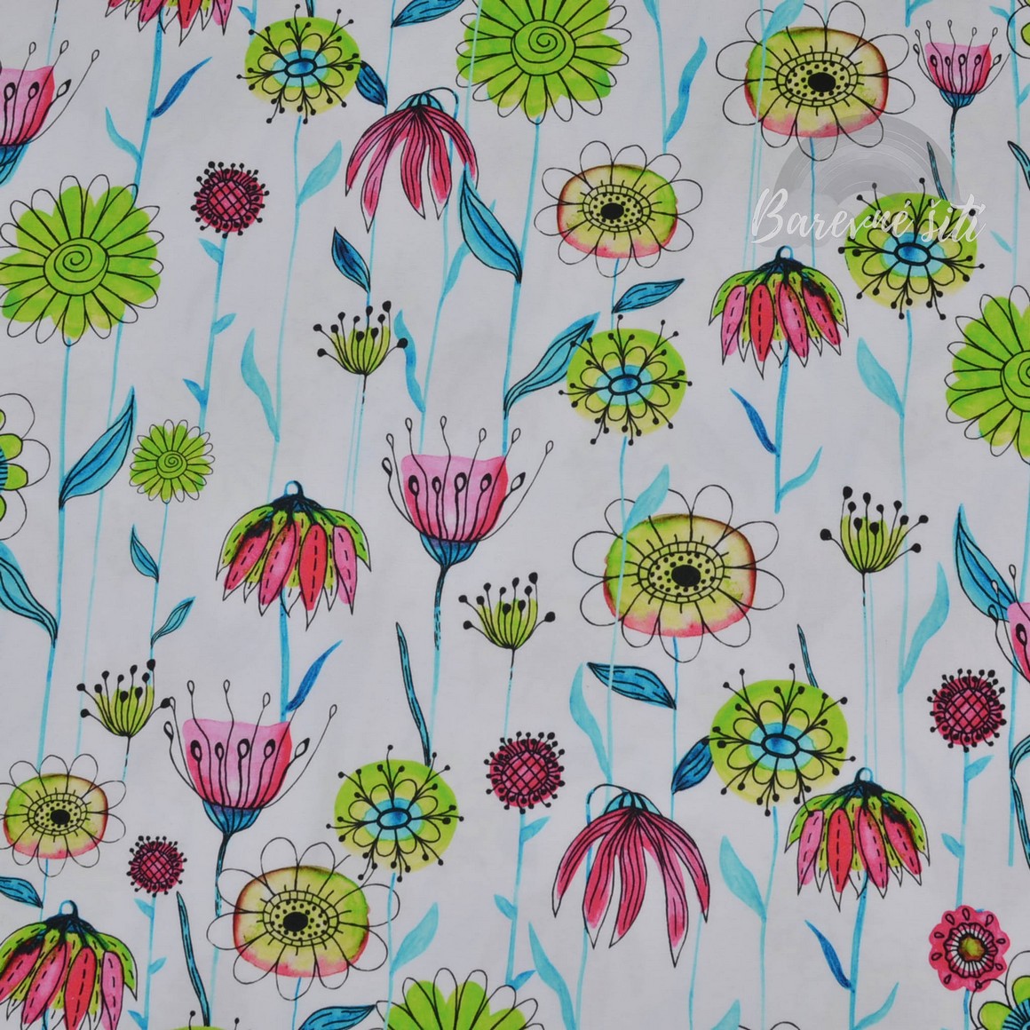 Úplet Kreslené třapatky, sedmikrásky, tulipány (E)