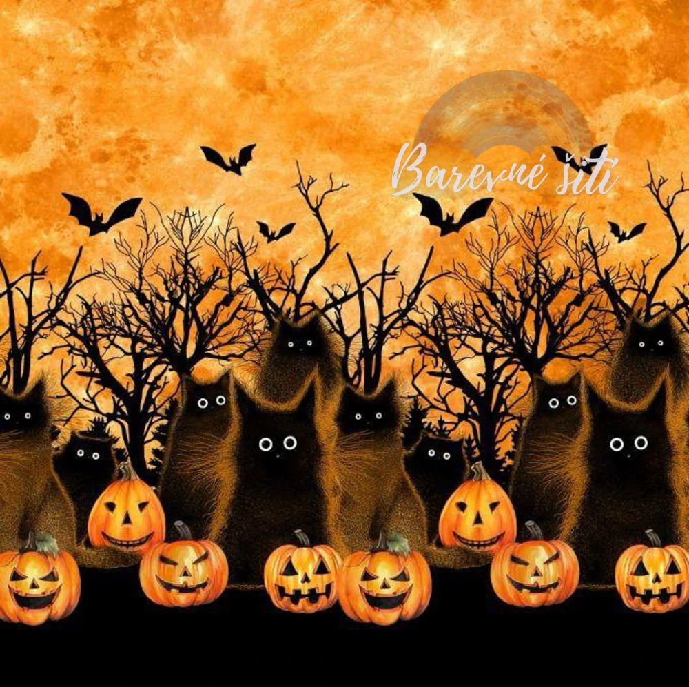 Úplet, Černé halloweenské kočky, panel (E)