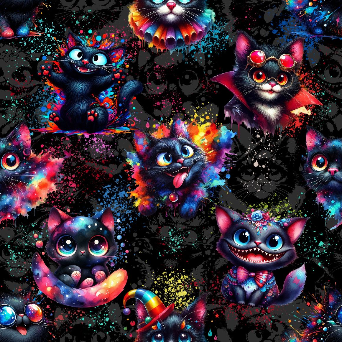 Úplet, Crazy cats barvy na černé (E)