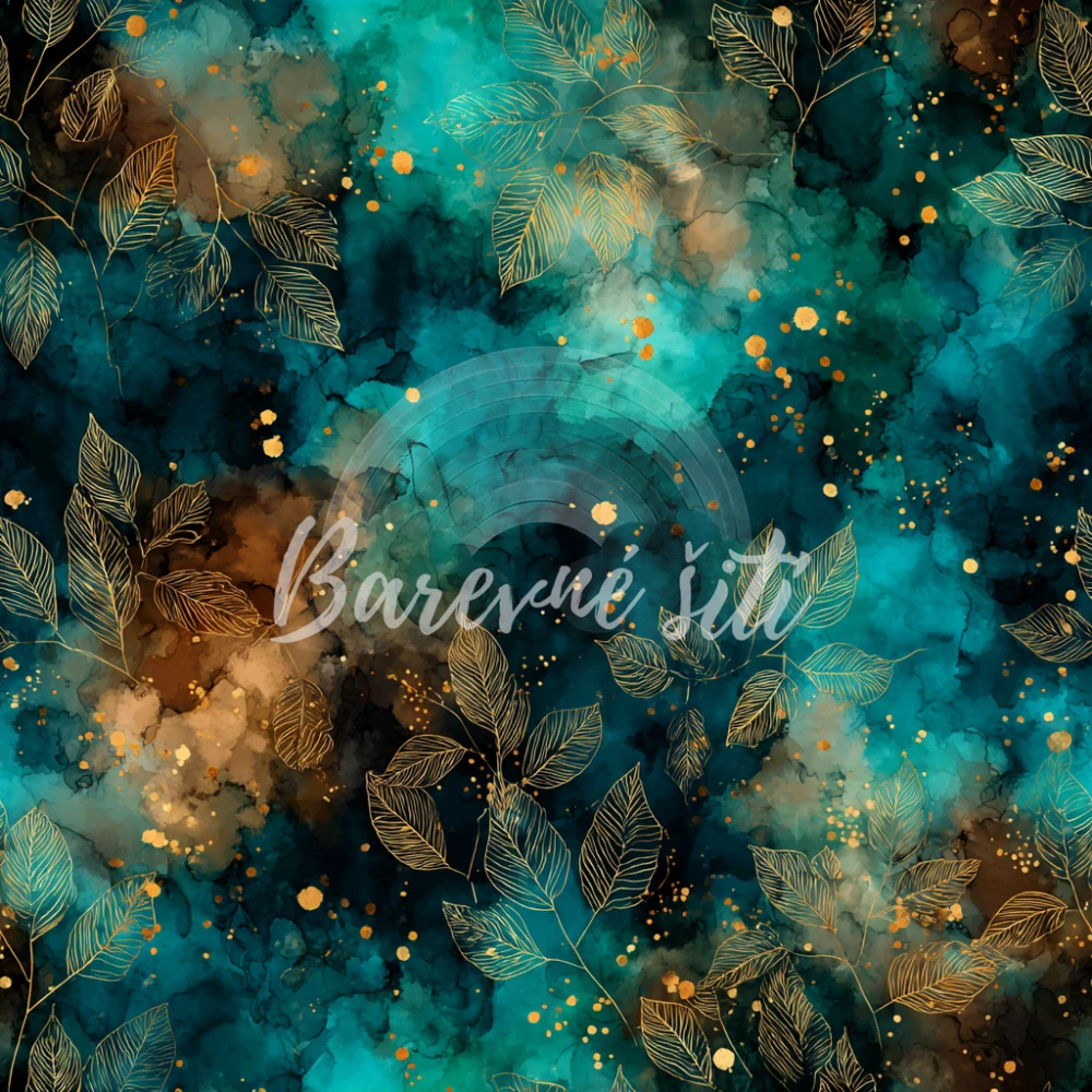 Teplákovina, Zlatavé listy v mramoru (E) 1m/ks