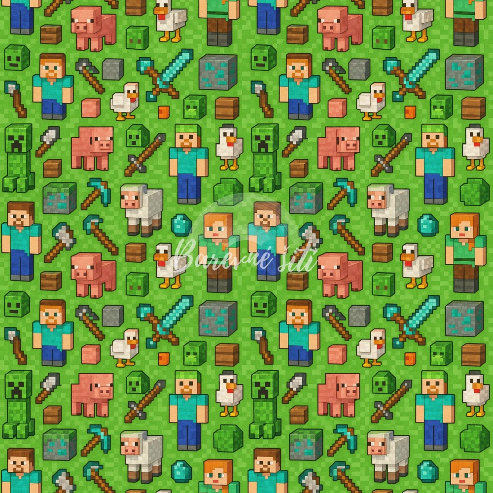 Teplákovina, Pixelová zelená gameska (E) 1m/ks