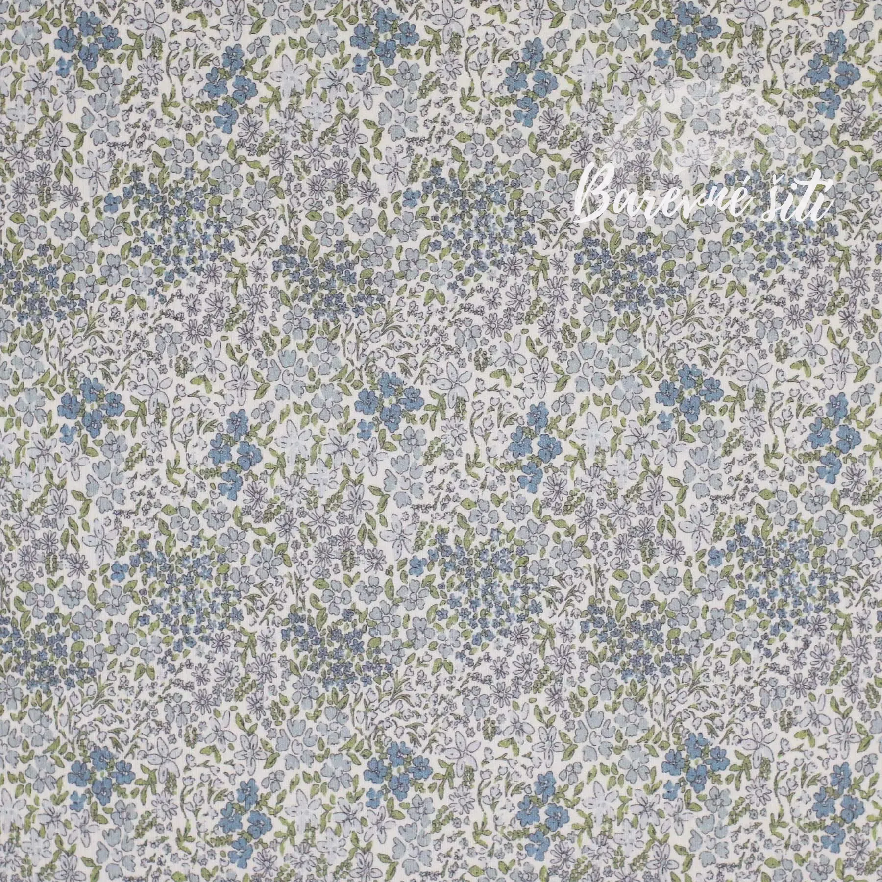 Žebrovaný úplet, Mix modrých kvítků (E)