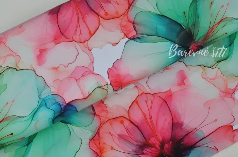 Úplet Velké zelenočervené květy (E) 0,55m/ks