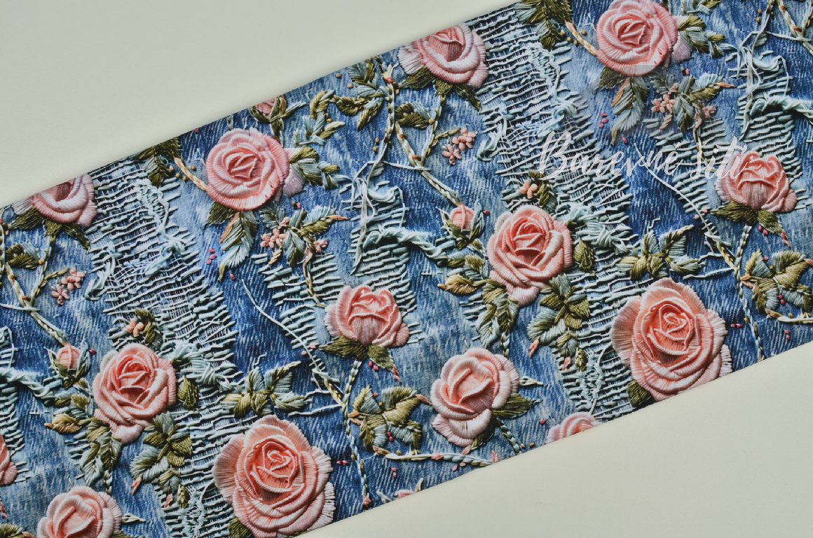 Teplákovina, Růžové růže na jeans (E)