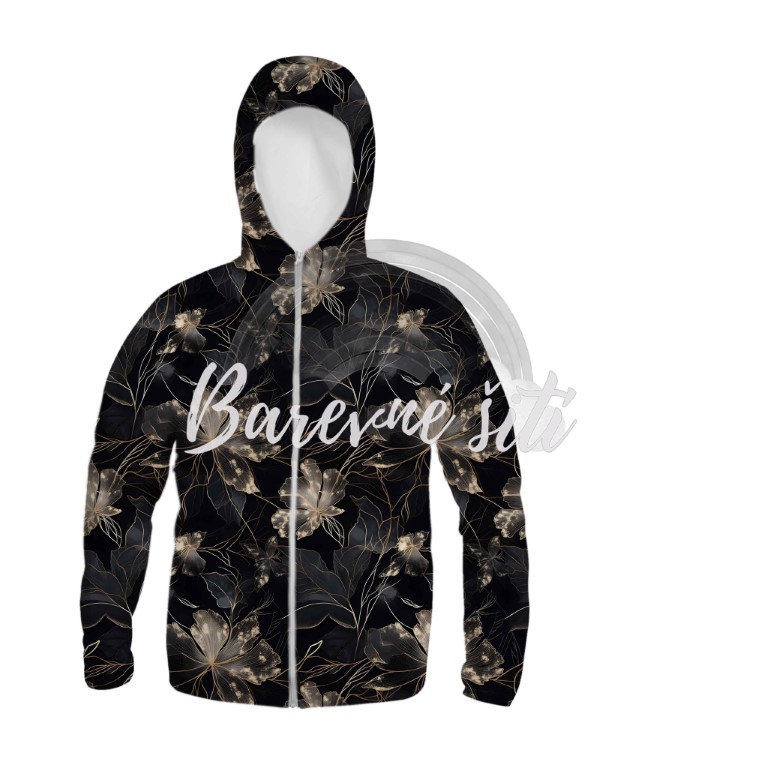 Zimní softshell Pavučinkové květy na černé PŘEDOBJEDNÁVKA (P)