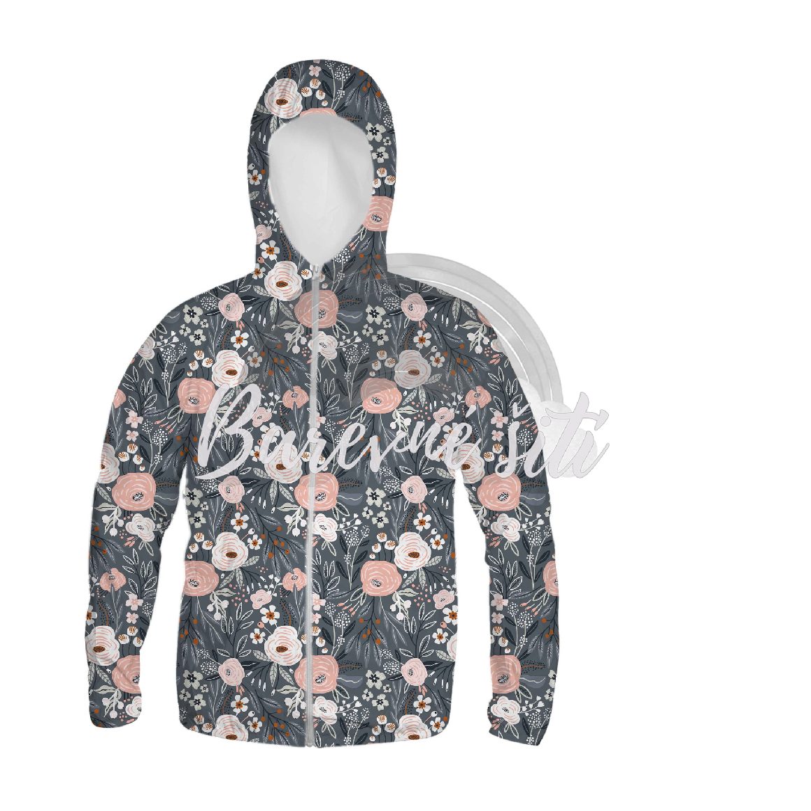 Zimní softshell Růžové kytičky na šedé PŘEDOBJEDNÁVKA (P)