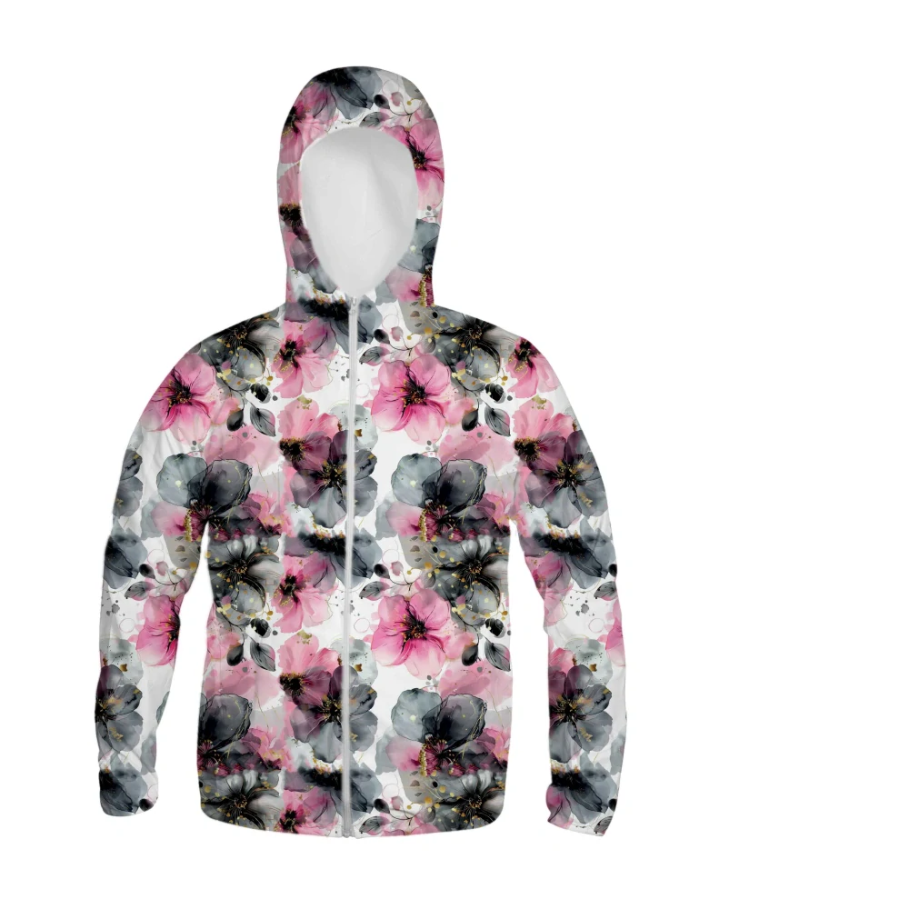 Zimní softshell Růžovošedé krásné květy PŘEDOBJEDNÁVKA (P)