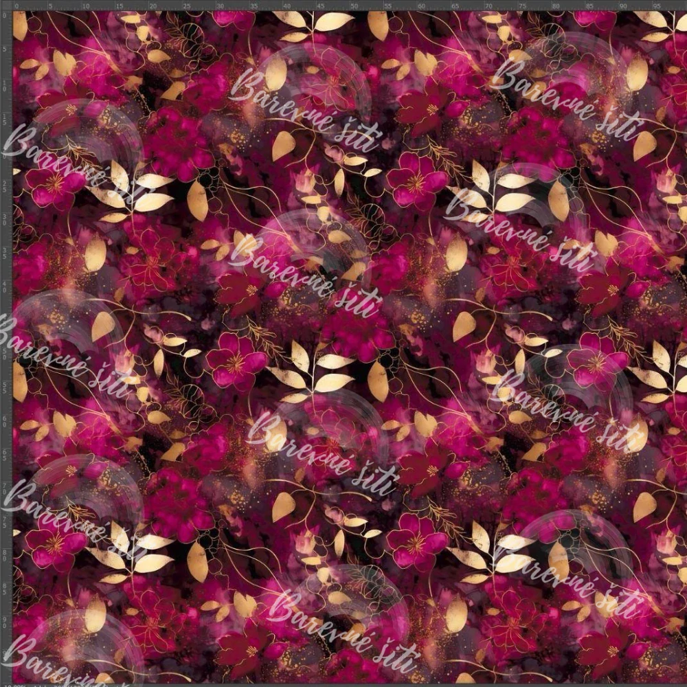 Zimní softshell Purpurovozlaté květy (E)
