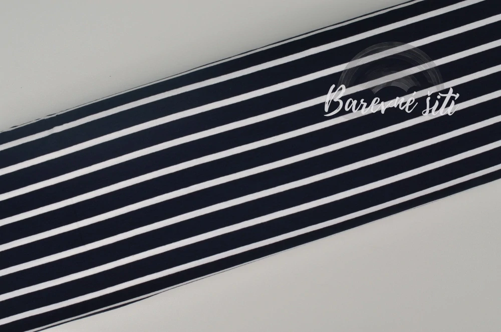 Viskozový úplet Pruhy úzké modré (E) 0,25m/ks