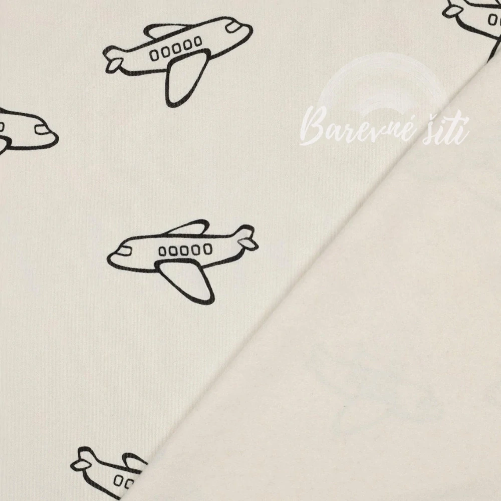 Teplákovina počesaná, Letadla ecru (E) 1m/ks