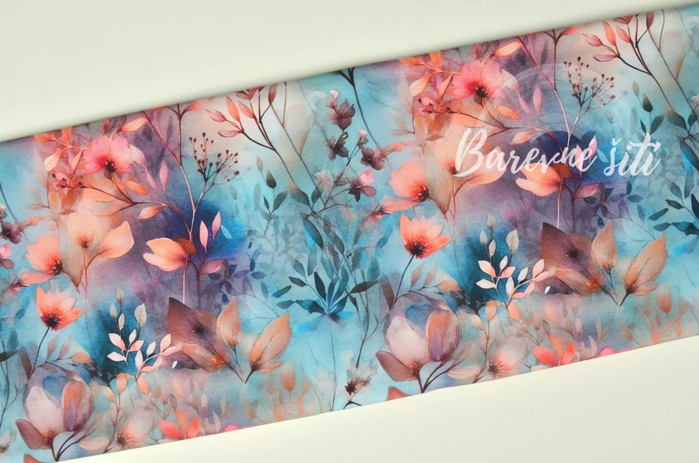 Úplet, Růžovopůdrové květiny akvarel (E)