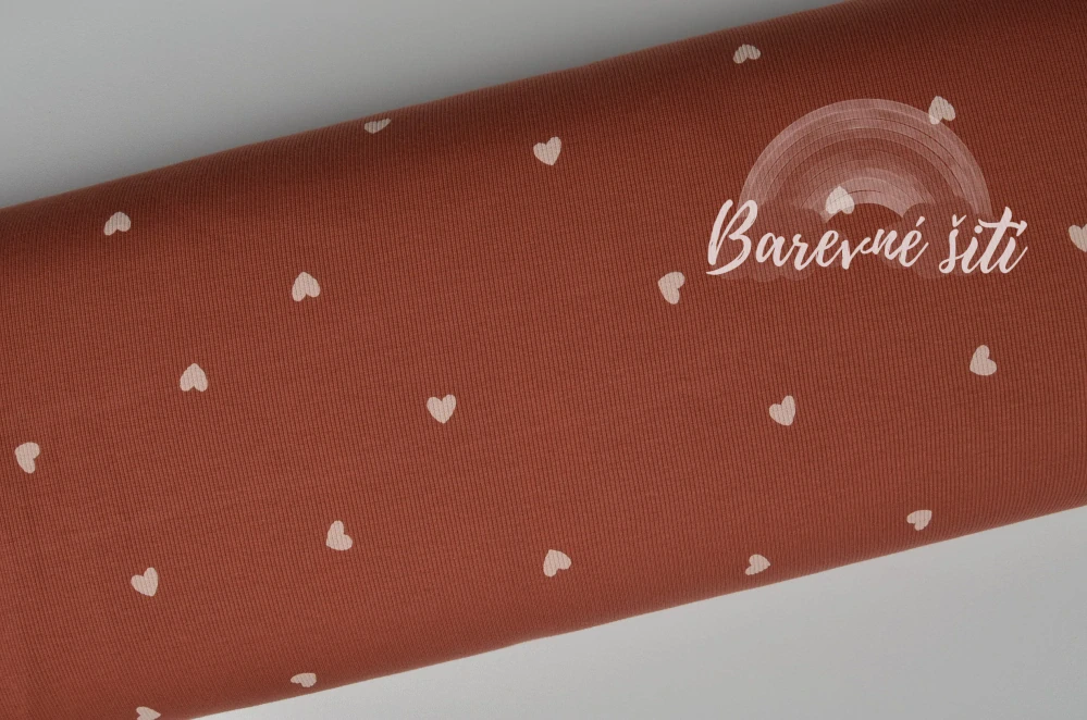 Úplet žebrovaný Srdíčka cihlová (E)