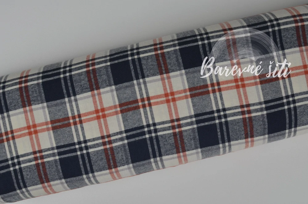 Bavlněný flanel Káro na ecru (E) 0,77m/ks