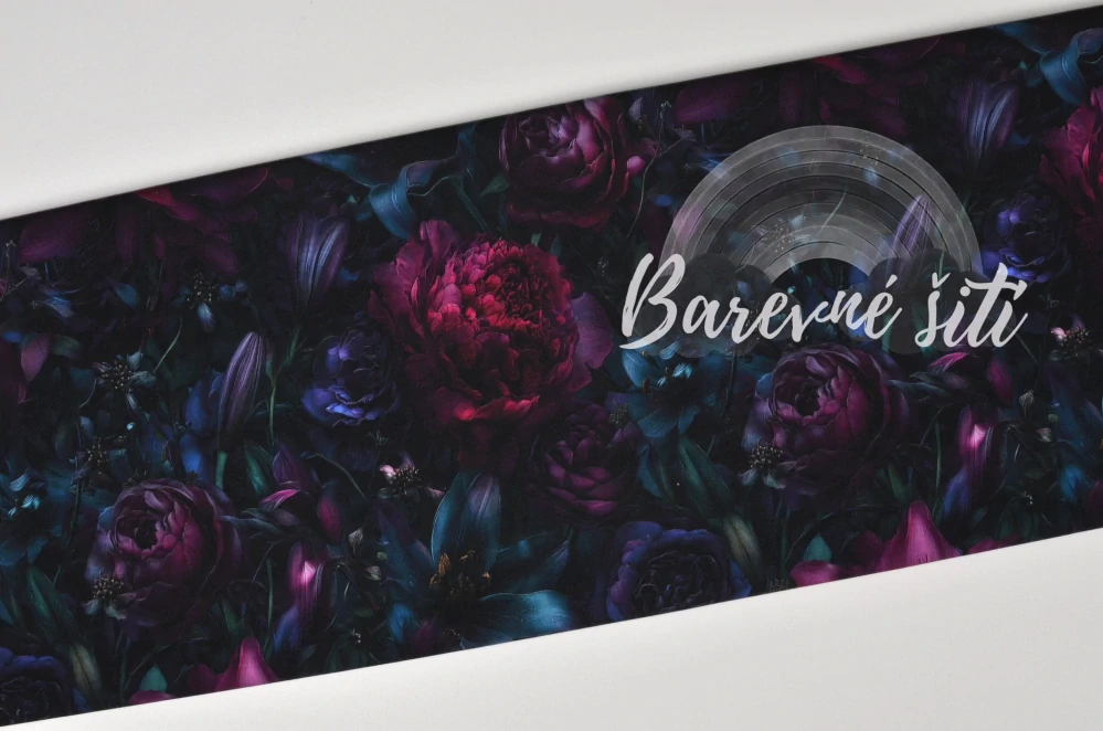 Teplákovina, Tmavé modrozelené a vínové květy (E) 1,25m/ks