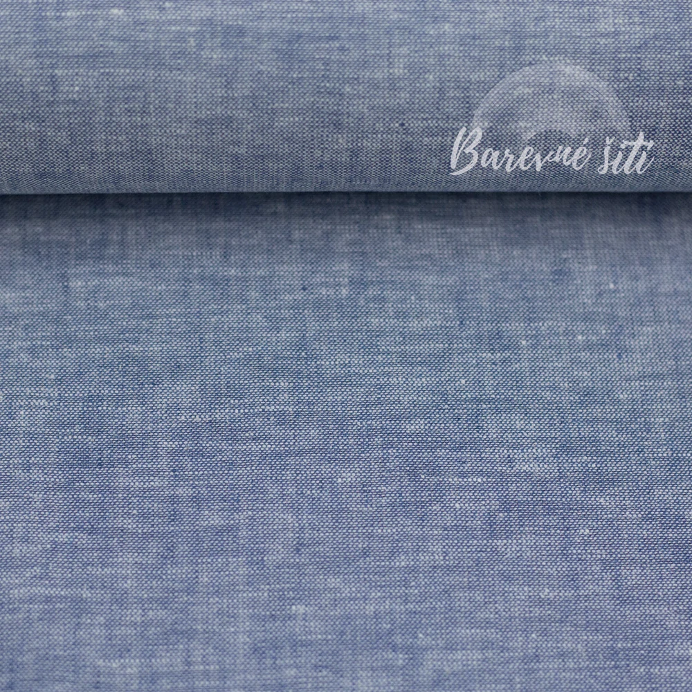 Len s bavlnou Jeans efekt Denim (E)