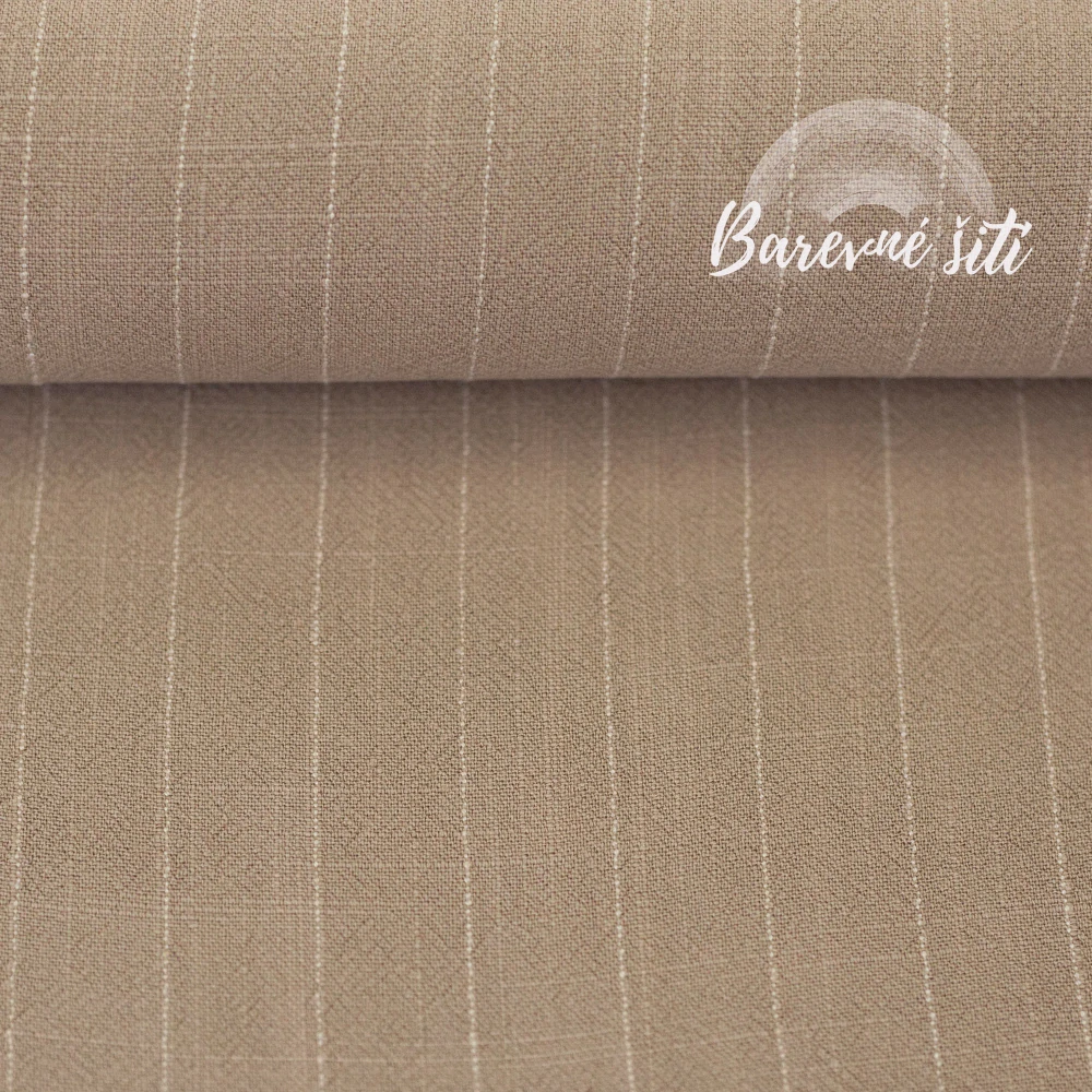 Viskoza se lnem Béžová, pruhy (E)