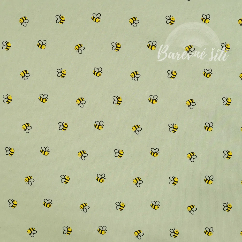 Úplet, Včelky, dusty mint (E) 0,60m/ks