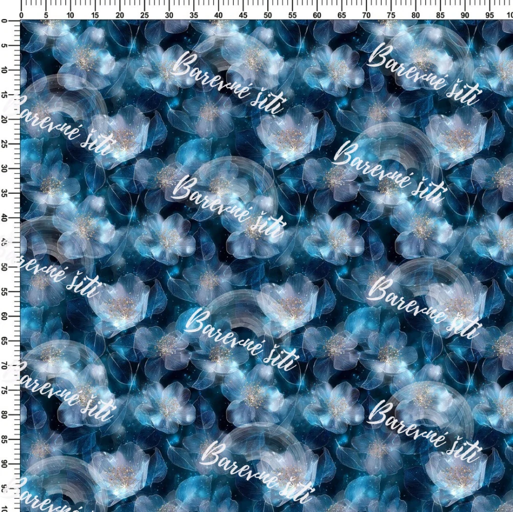 Zimní softshell Modrobílé fluoreskující květy PŘEDOBJEDNÁVKA (P)
