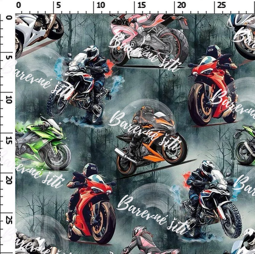 Zimní softshell Barevné motorky na šedé (E)