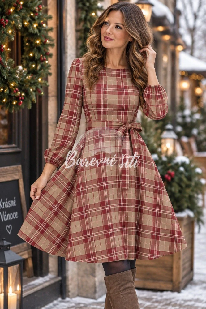 Úplet, Béžovočervený tartan (E)