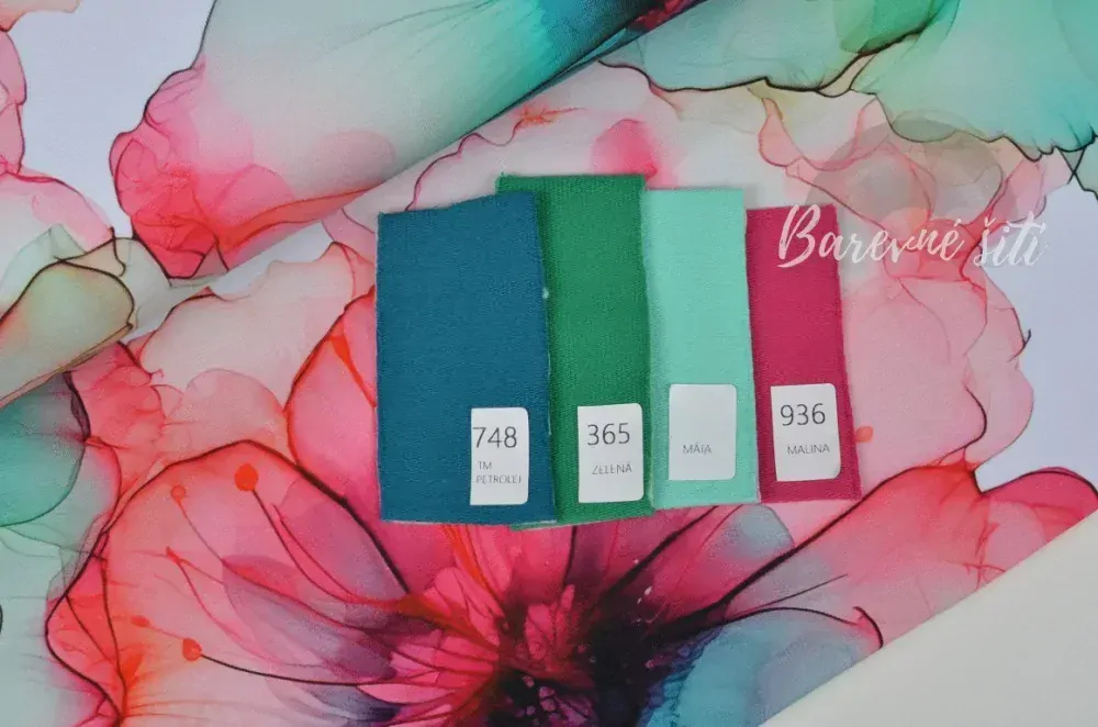 Úplet Velké zelenočervené květy (E) 0,55m/ks