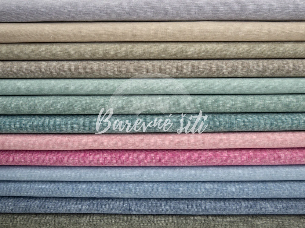 Len s bavlnou Jeans efekt Denim (E)