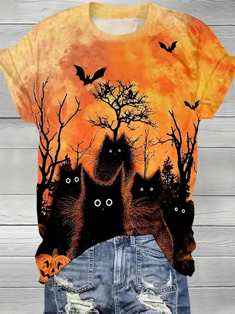 Úplet, Černé halloweenské kočky, panel (E)
