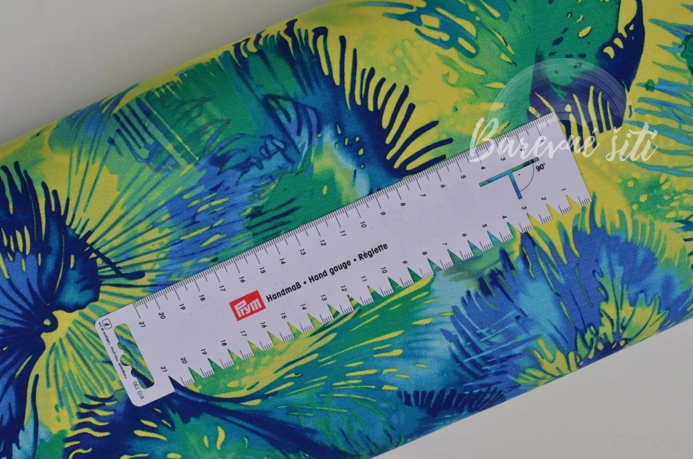 Viskozový úplet Květinová abstrakce Zelená (E) 0,60m/ks