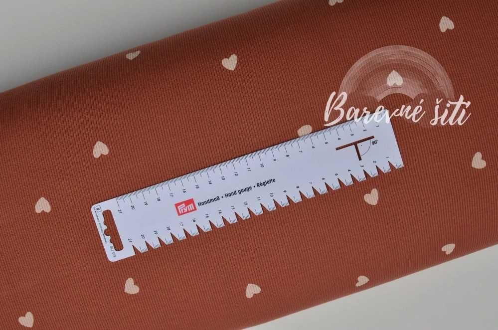 Úplet žebrovaný Srdíčka cihlová (E)