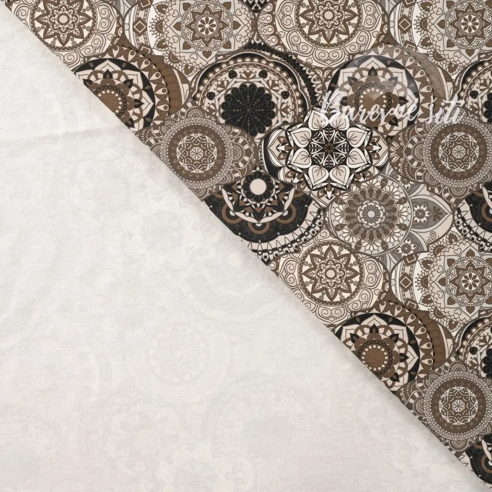Teplákovina Mandala Orient Hnědošedá (E) 0,42m/ks
