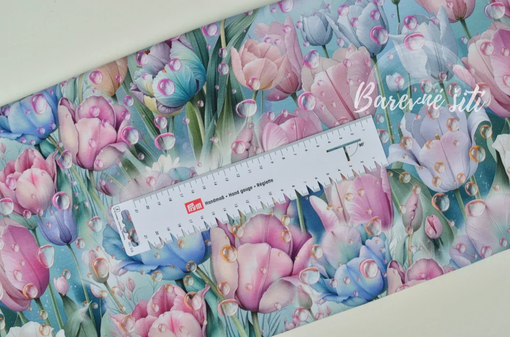 Úplet, Pastelové tulipány a kapky vody (E) 0,85m/ks