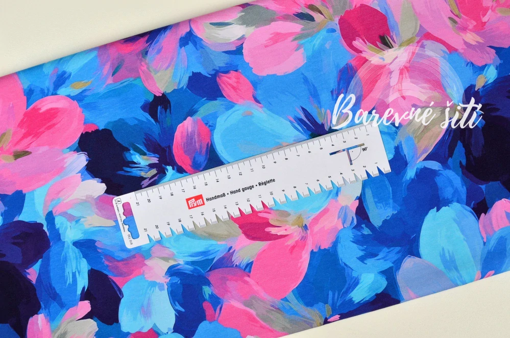 Úplet, Modrorůžové malované květy (E) 1,10m/ks