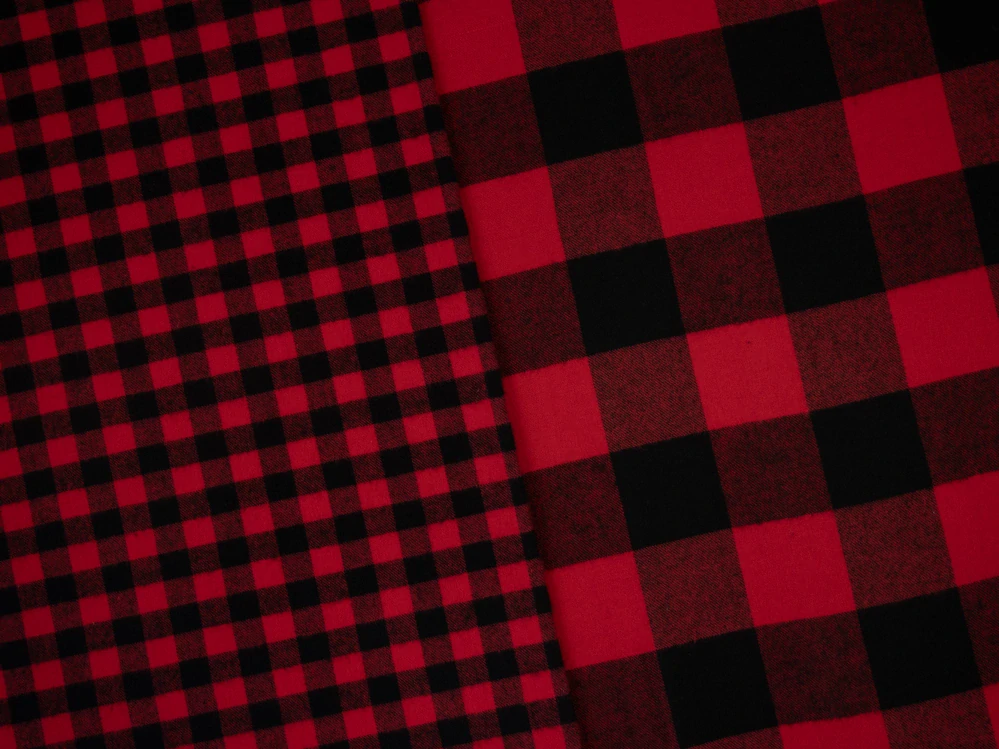 Bavlněný flanel Červenočerná kostka MALÁ (E)
