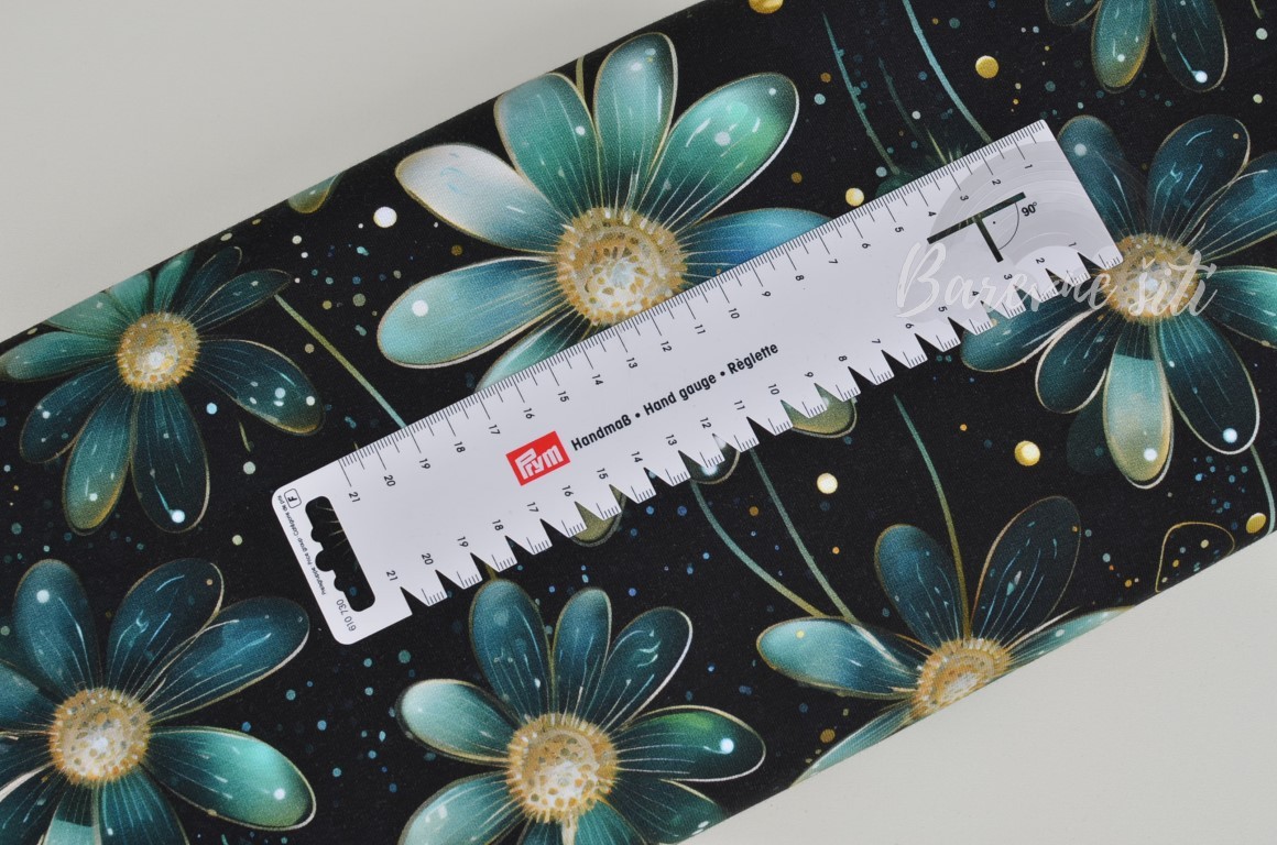 Teplákovina Zelené květy se stonky (E)