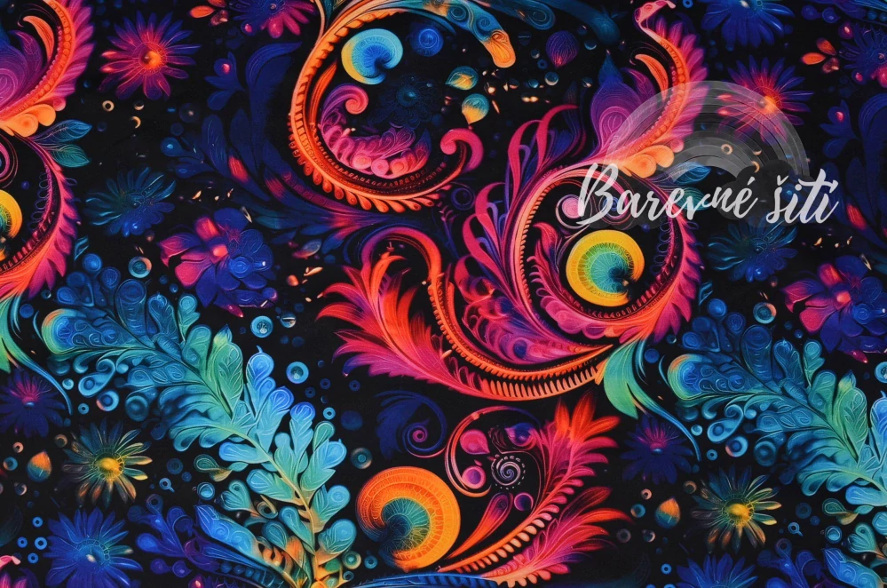 Sportovní úplet Silver light Paisley v kouzelných barvách (E) 0,52m/ks