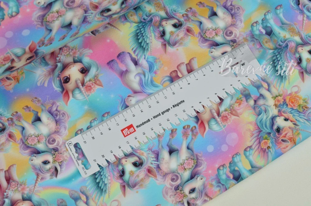 Teplákovina Načančaní jednorožci na duhové (E) 0,45m/ks