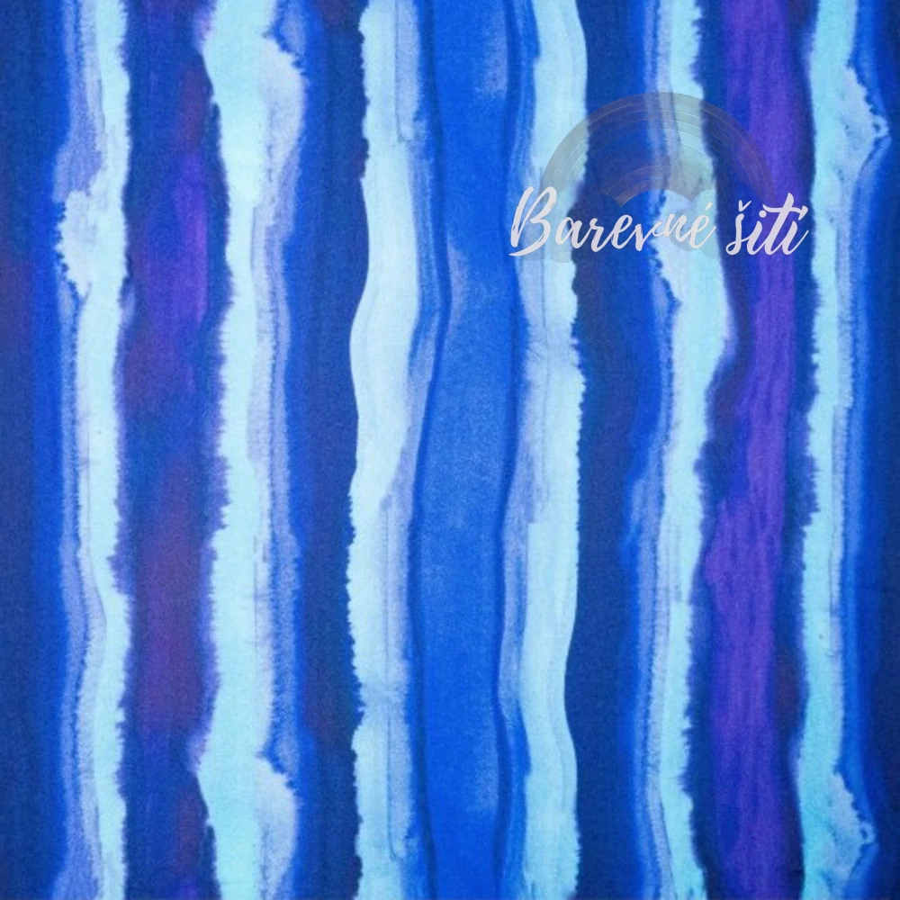 Viskoza krep, Modré ombré pruhy (E) 1,3m/ks