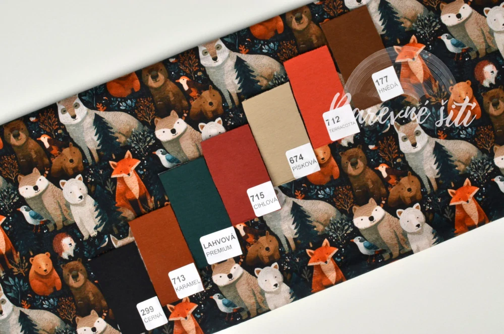 Úplet, Lesní zvířata na tmavé (E) 0,70m/ks