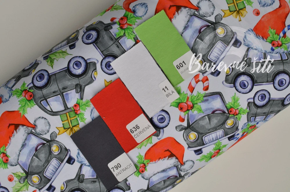 Úplet, Vánoční auta s čepicí (E) 1,5m/ks