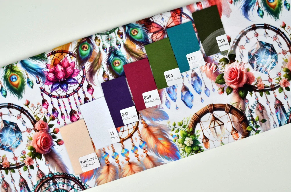 Teplákovina, Barevné lapače snů na bílé (E) 0,50m/ks