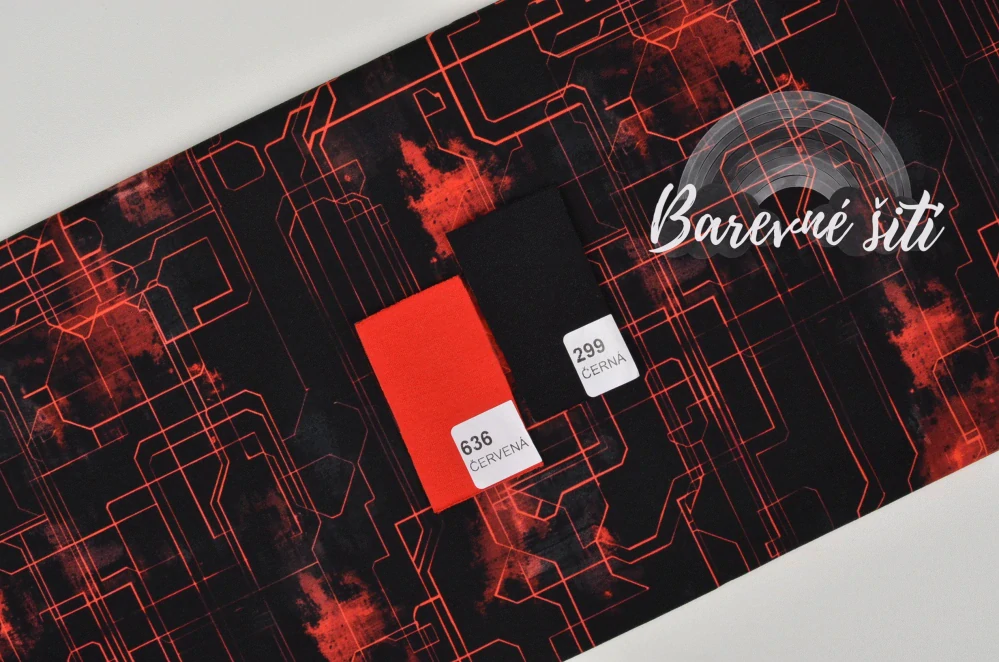 Teplákovina, Rudé obvody na černé (E) 1,05m/ks