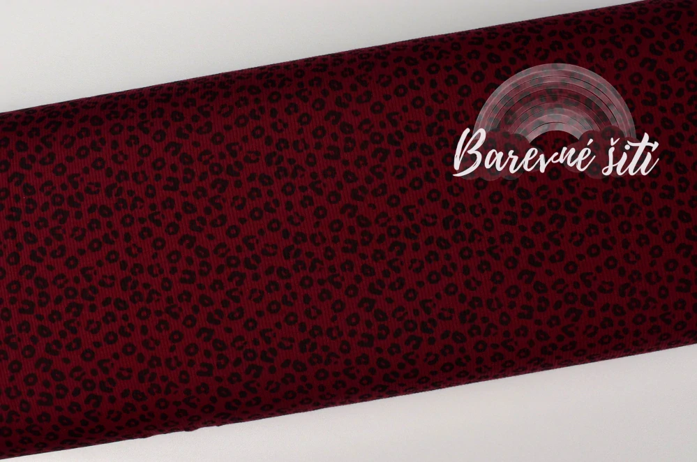 Žebrovaný úplet, Leopard bordó (E) 0,38m/ks