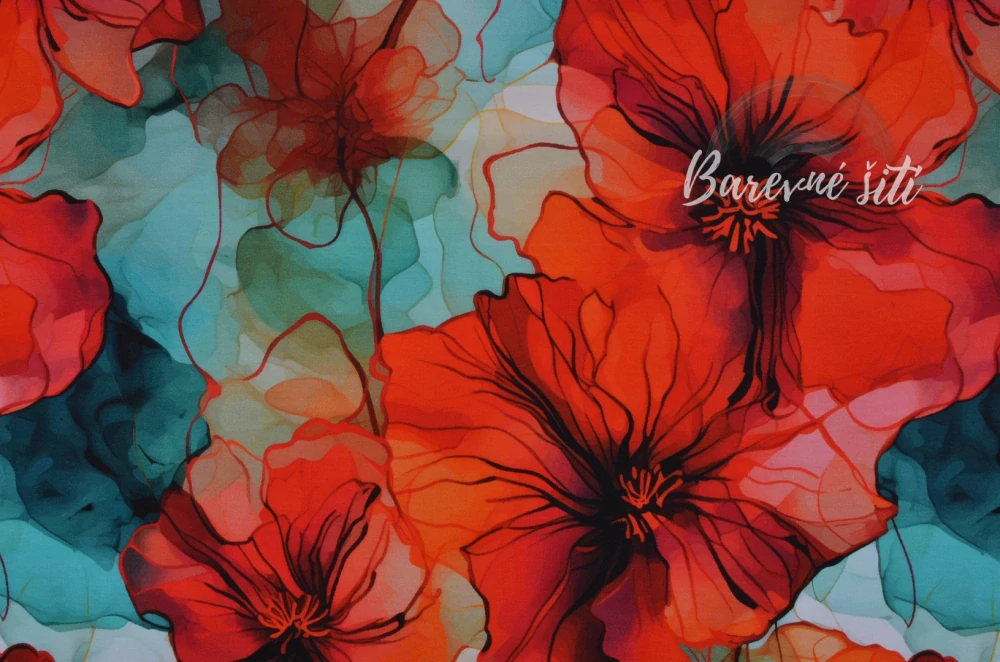 Úplet, Červené květy na zelené (E)