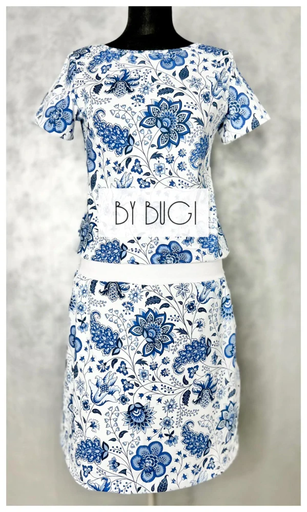 Úplet, Modrobílé ozdobné květy (E) 1,10m/ks