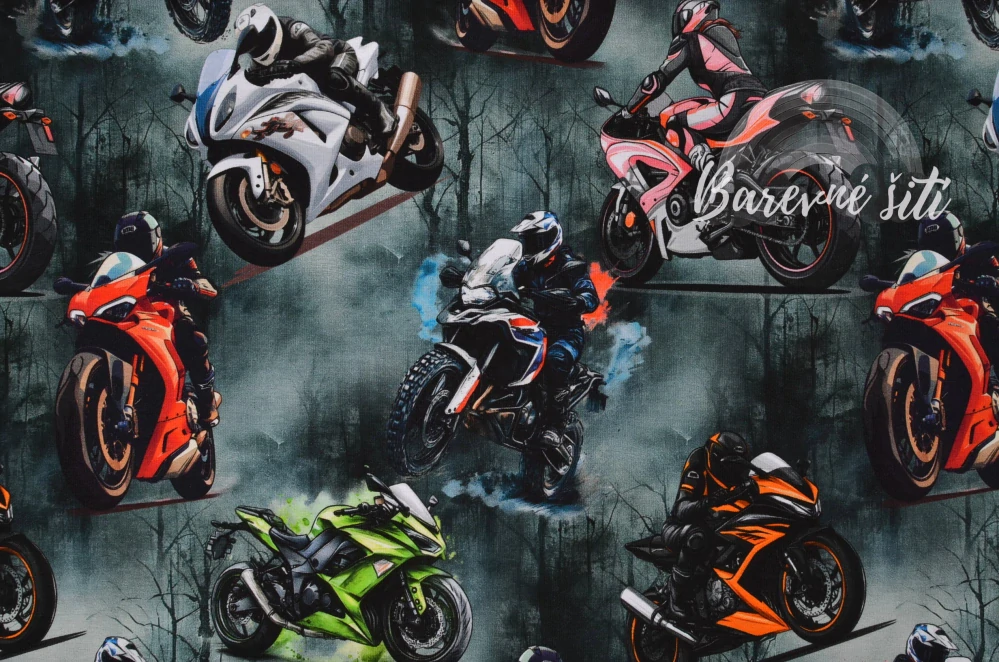 Úplet, Barevné motorky na šedé (E) 1,35m/ks