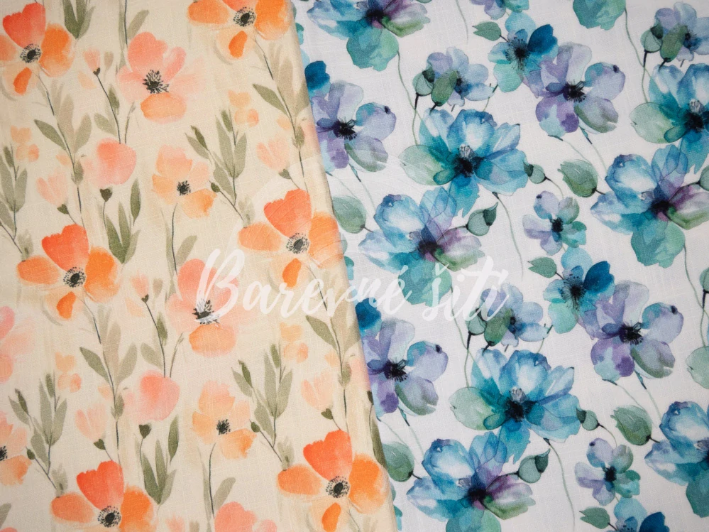 Mušelín hladký, Pestré květy (E) 1m/ks