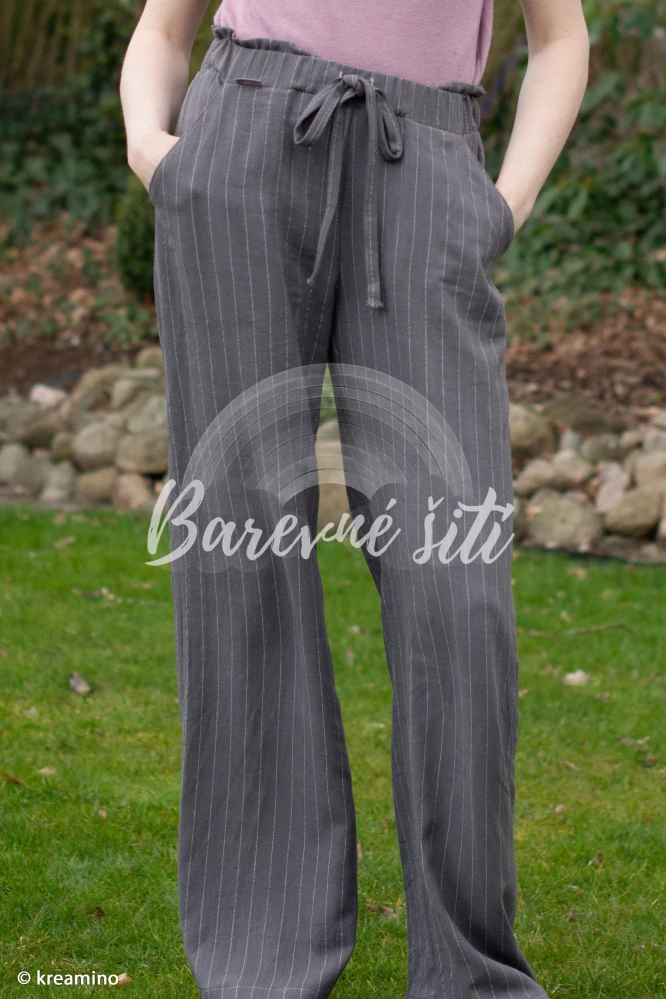 Viskoza se lnem Béžová, pruhy (E)