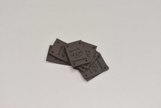 Štítek koženka, Handmade kočičky antracit krátký (E)