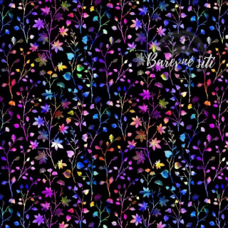 Úplet Různobarevné duhové kvítky na tmavé (E)